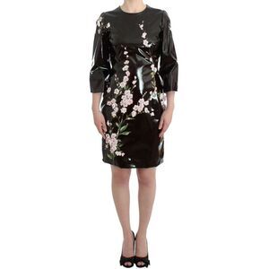 Dolce & Gabbana Black patent floral HANDPAINTED Women's dress